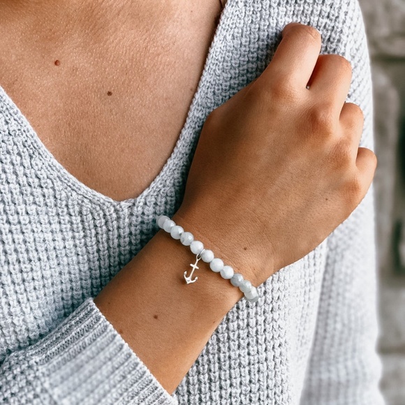 Gemstone Stretch Bracelet with Fluorite - Picture 2 of 3